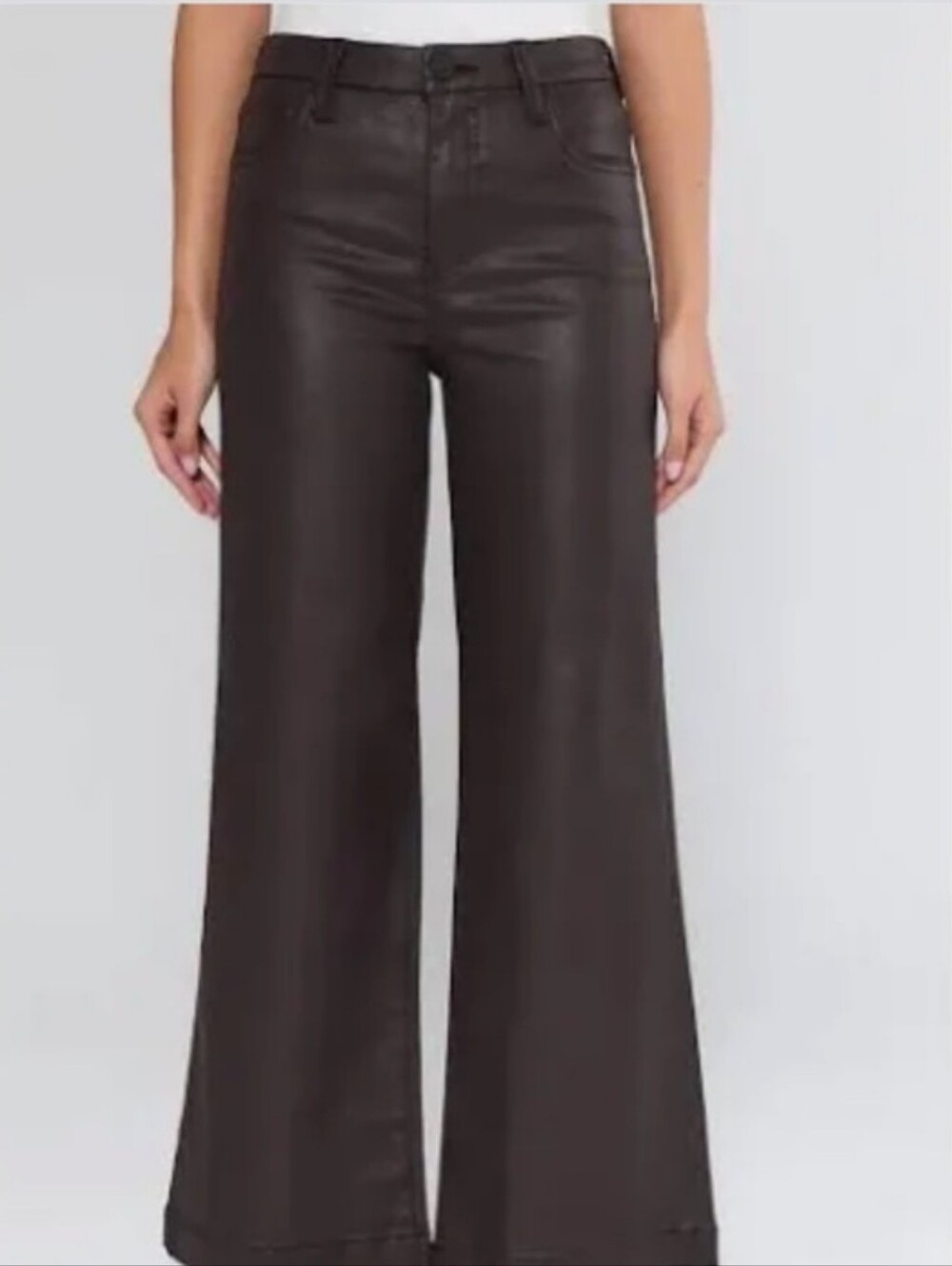 Just Black NWT Denim Boutique Wide-Leg Coated Denim Pants in Dark Brown